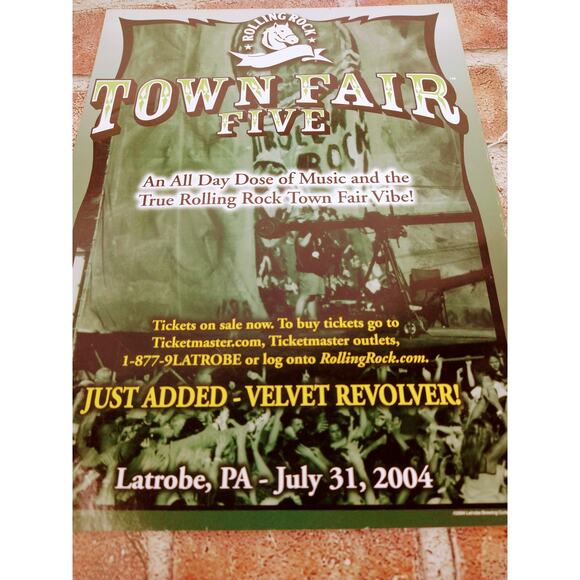 2004 Rolling Rock Town Fair Five Print Ad Velvet Revolver Concert Poster Style - Picture 8 of 8